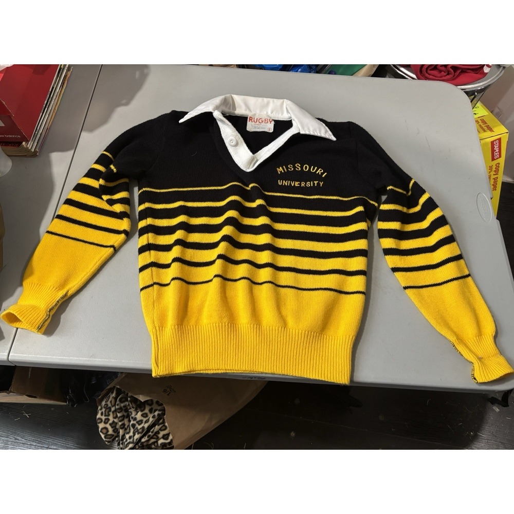 Vtg 1950s Rugby By Dehen S Striped Mizzou Sweater
